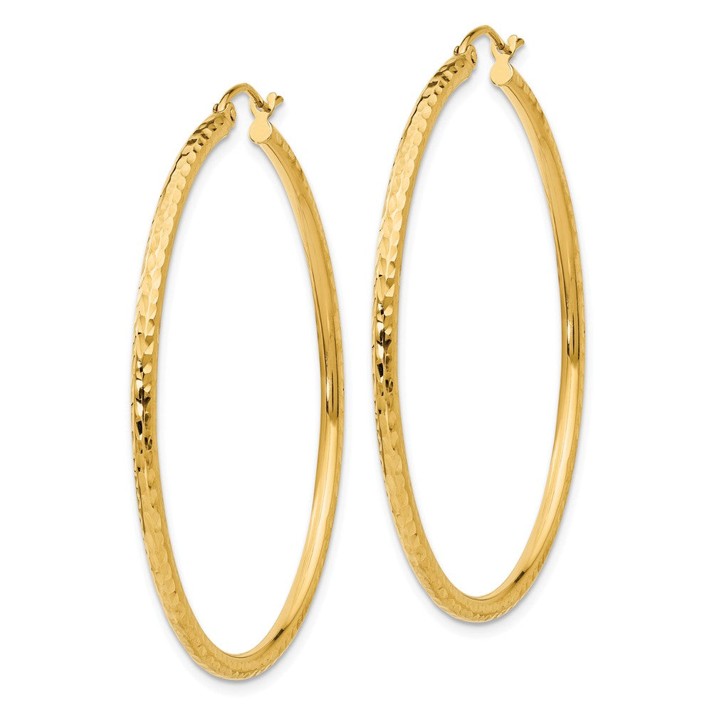 2mm, 14k Yellow Gold Diamond-cut Hoops, 45mm (1 3/4 Inch)