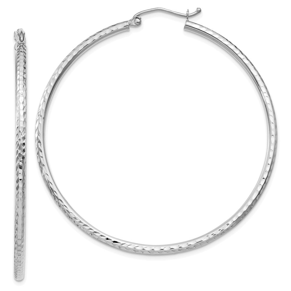 2mm, 14k White Gold Diamond-cut Hoops, 50mm (1 7/8 Inch) - The Black ...