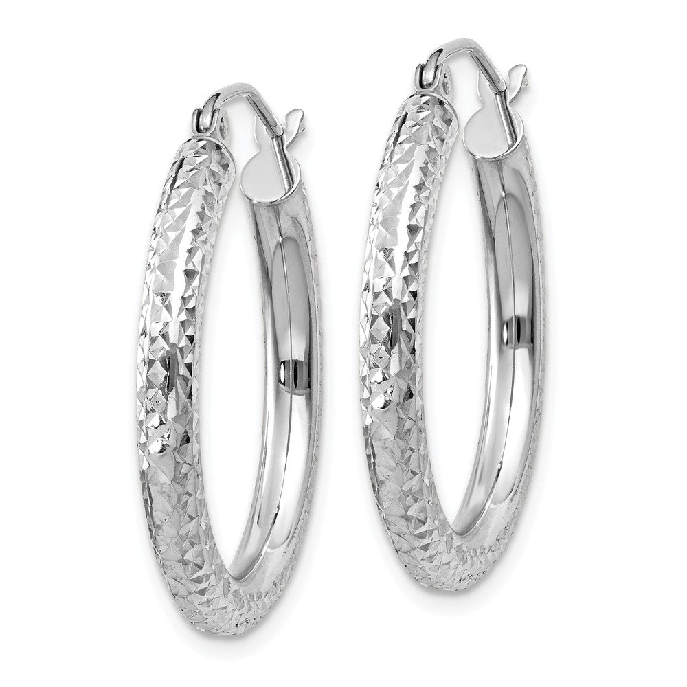 3mm, 14k White Gold Diamond-cut Hoops, 25mm (1 Inch)– The Black Bow ...