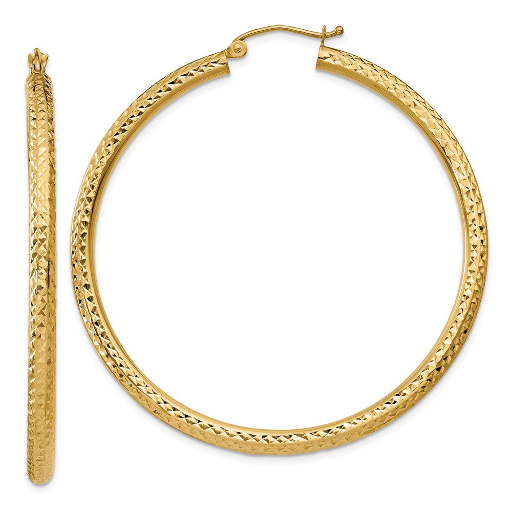 3mm, 14k Yellow Gold Diamond-cut Hoops, 50mm (1 7/8 Inch) - The Black ...