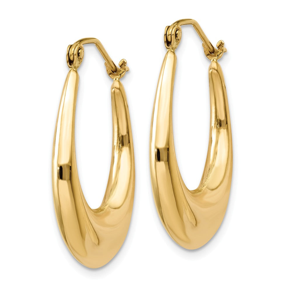 Tapered Puffed Oval Hoop Earrings in 14k Yellow Gold– The Black Bow ...