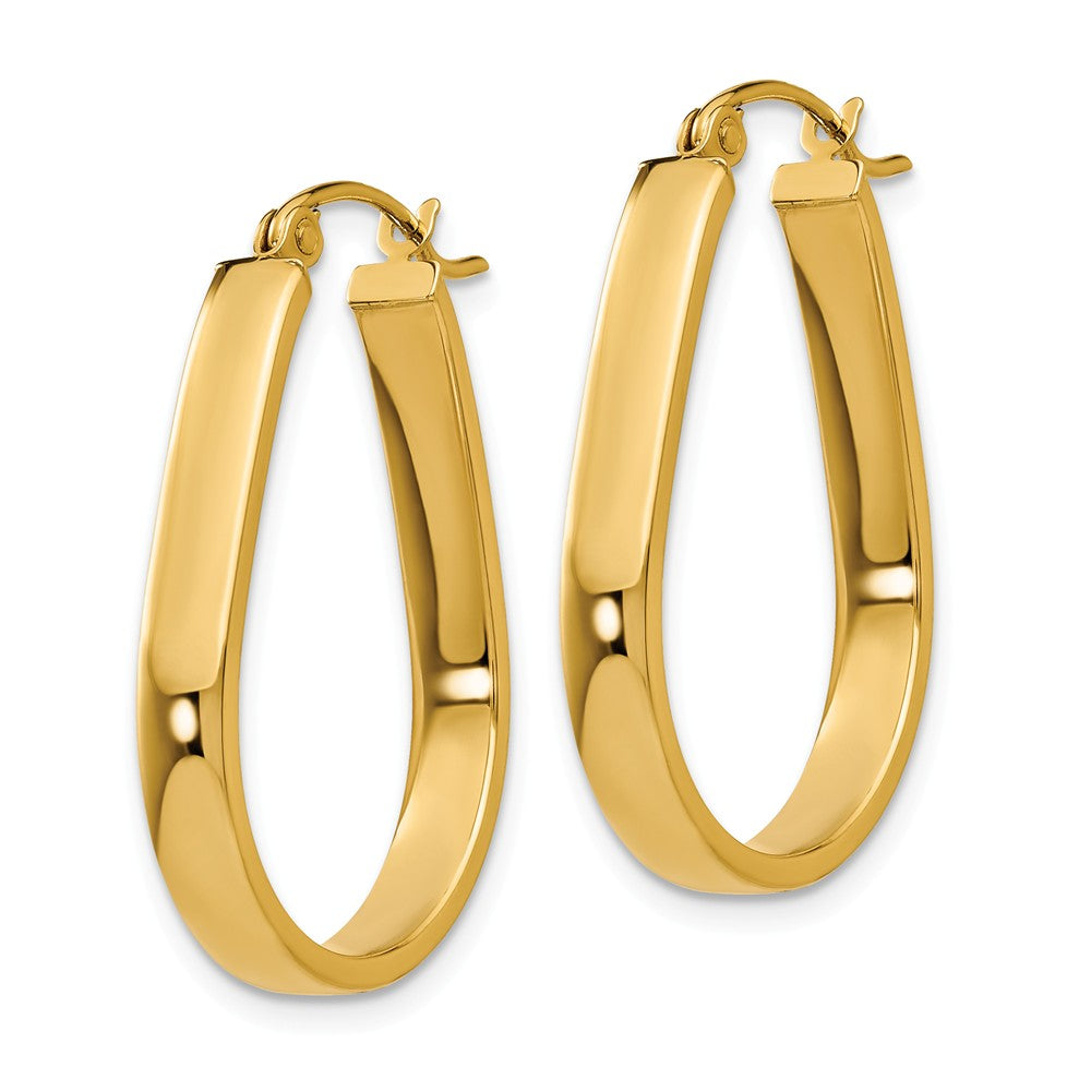 3.5mm, 14k Yellow Gold U-Shaped Hoop Earrings, 22mm (7/8 Inch)