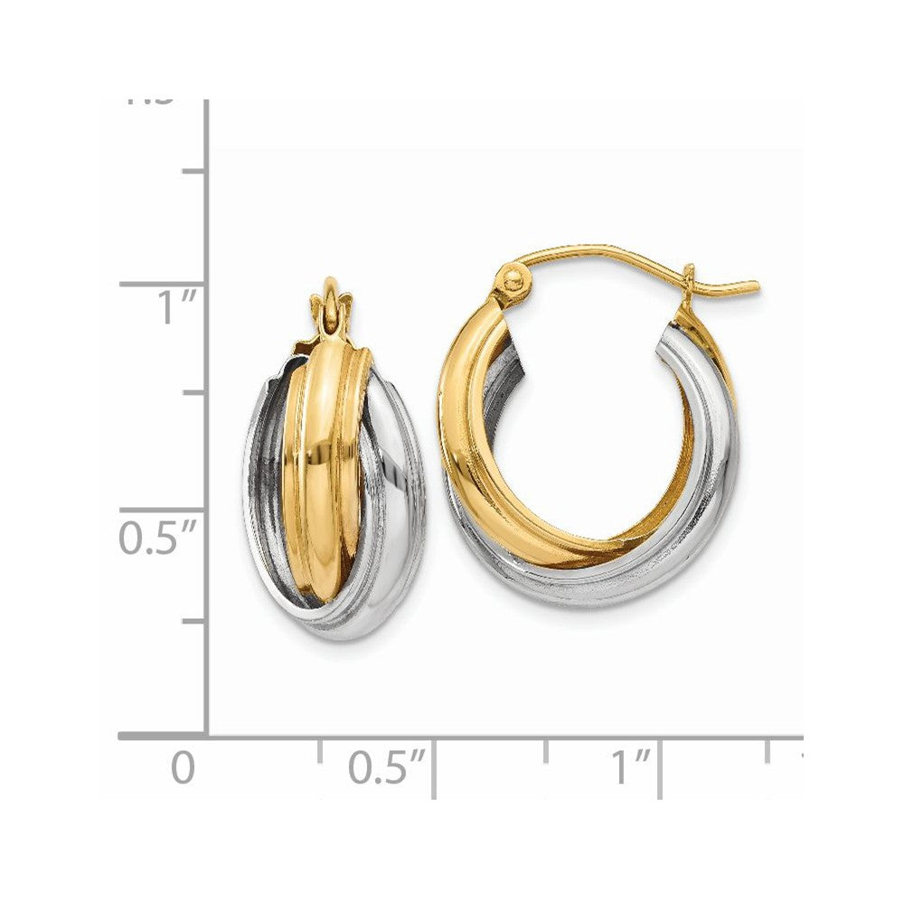 Crossover Double Hoops in 14k Two-tone Gold, 16mm (5/8 Inch) - The ...
