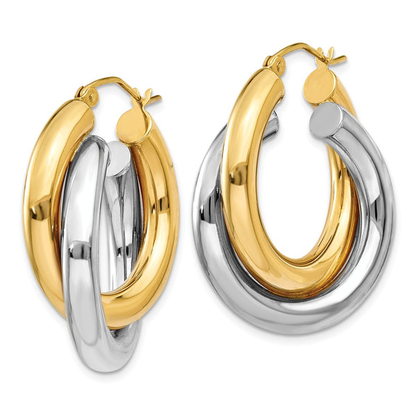 Crossover Double Tube Hoops in 14k Two-tone Gold, 20mm (3/4 Inch) - The ...