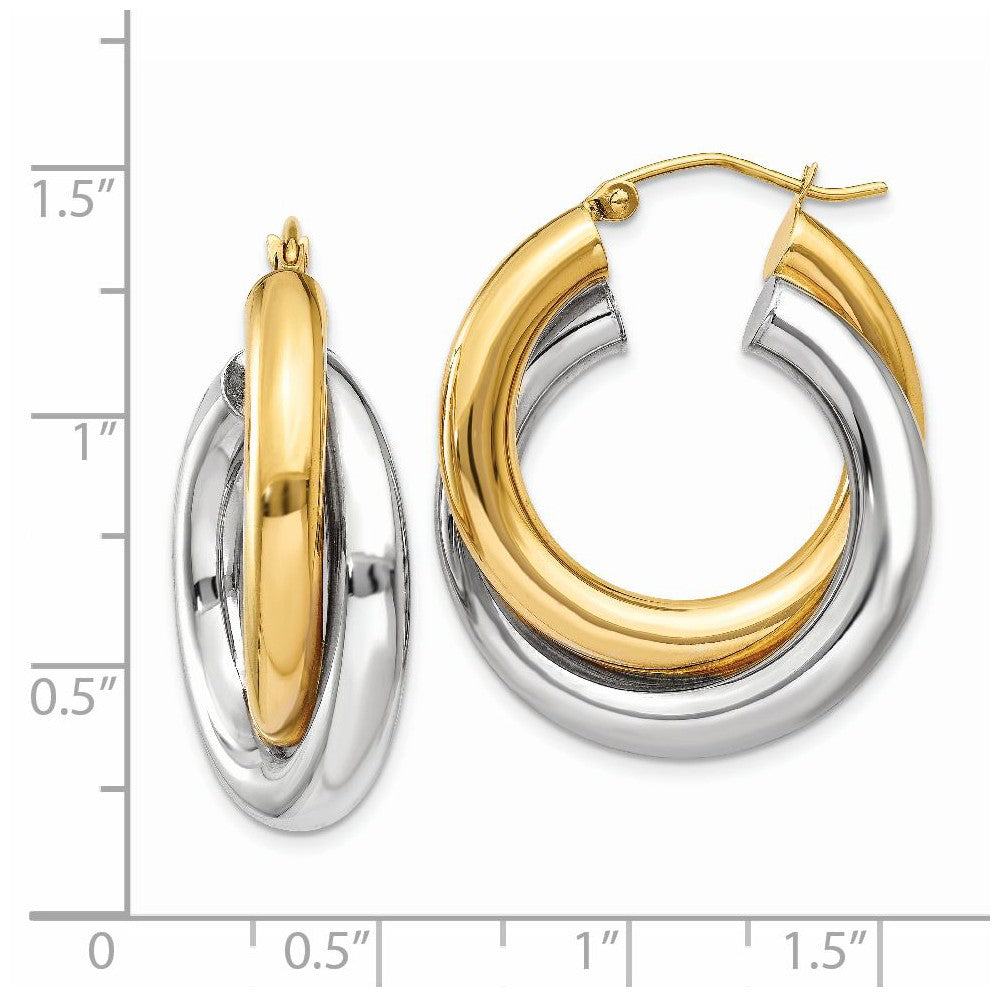 Crossover Double Tube Hoops in 14k Two-tone Gold, 20mm (3/4 Inch) - The ...