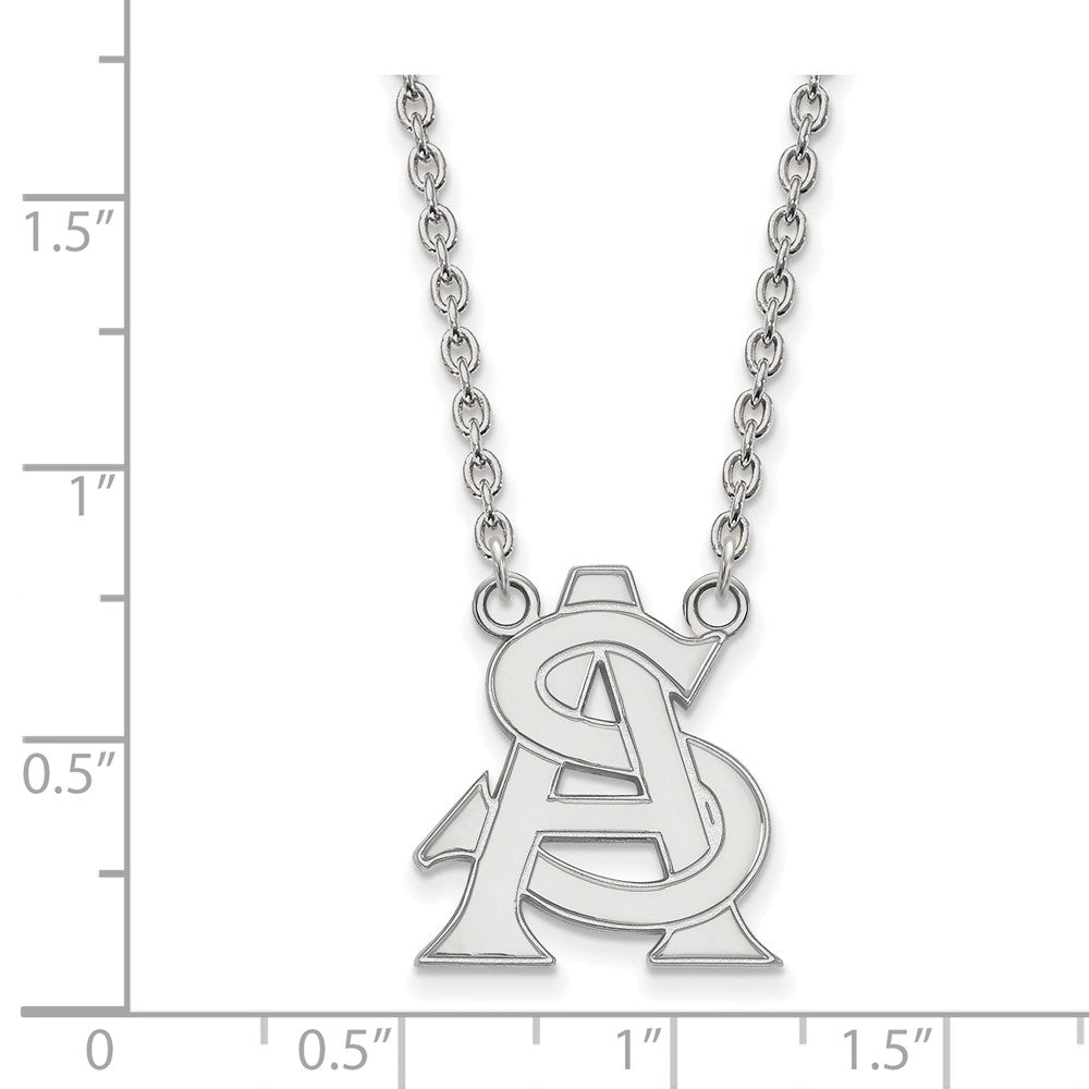 Alternate view of the 14k White Gold Arizona State Large Pendant Necklace by The Black Bow Jewelry Co.