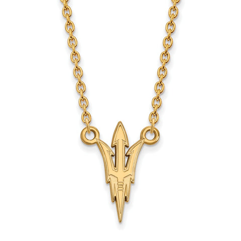14K Yellow Gold Louisiana State SM 'LSU' Logo Necklace - 22 inch by The Black Bow Jewelry Co.