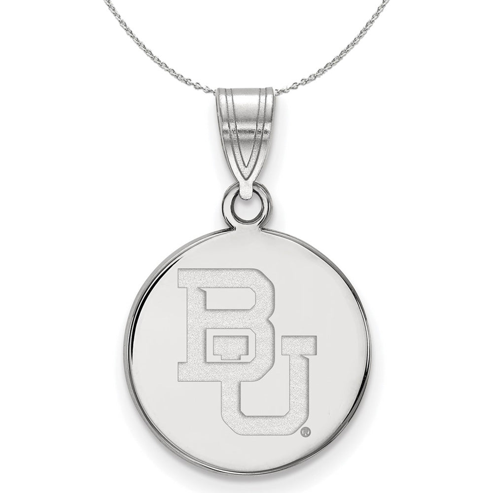 Sterling Silver Baylor U Large Disc Pendant Necklace