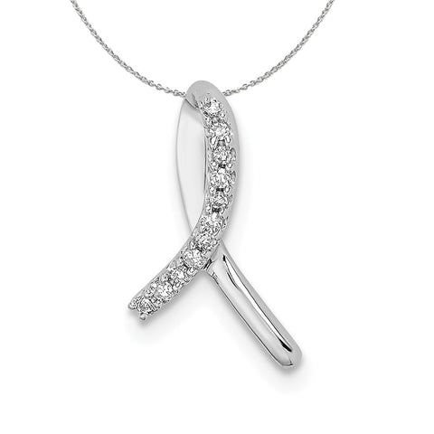 Sterling Silver And Glittered Bow Necklace 001-605-00190