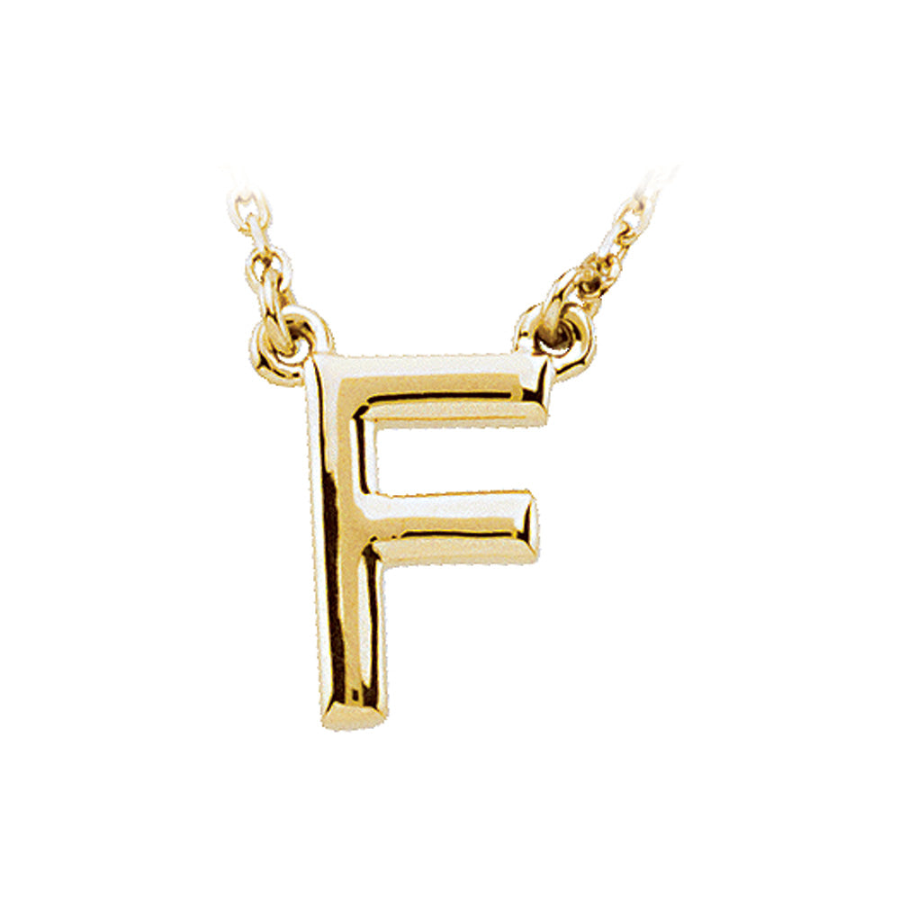 14K Yellow Gold, Kendall Collection, Block Initial F Necklace, 16 Inch