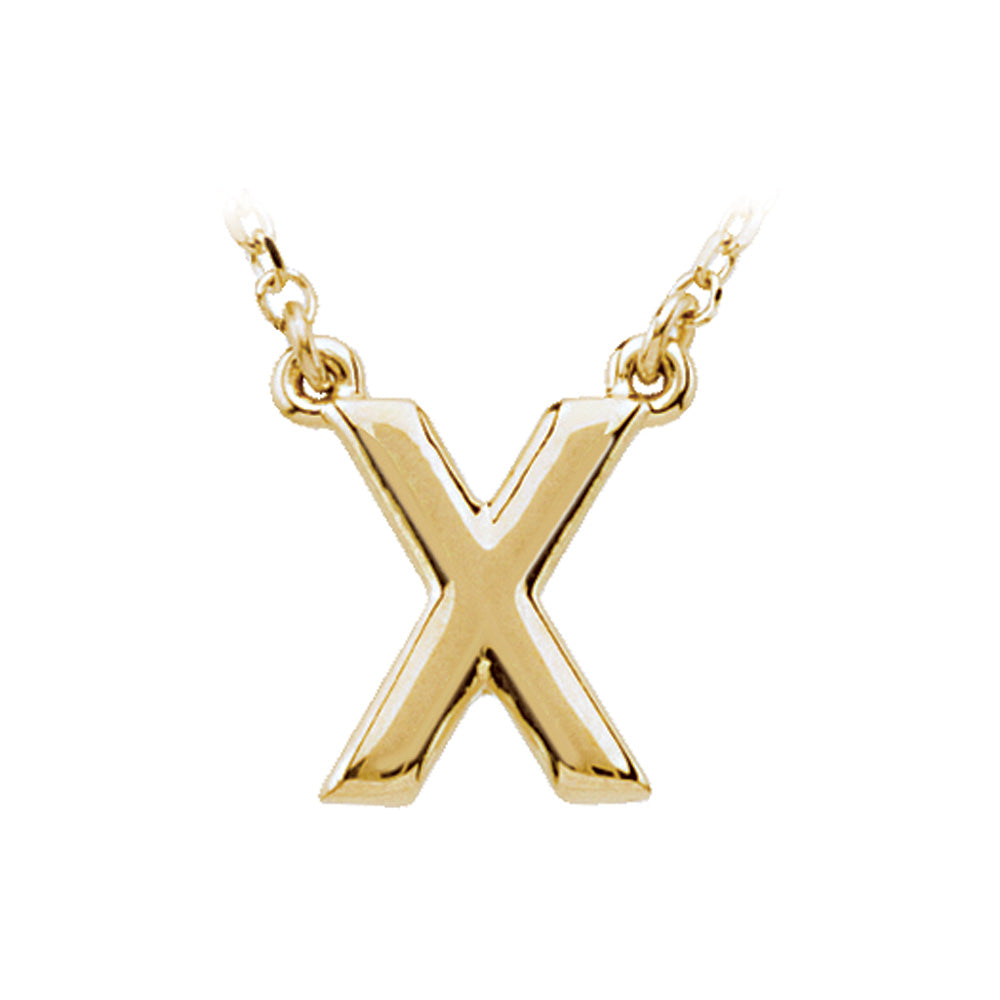 14K Yellow Gold, Kendall Collection, Block Initial X Necklace, 16 Inch