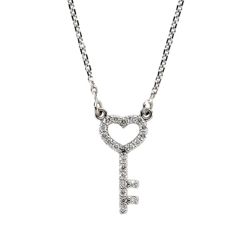 The Black Bow Jewelry Co. Diamond Heart Lock & Key Necklace