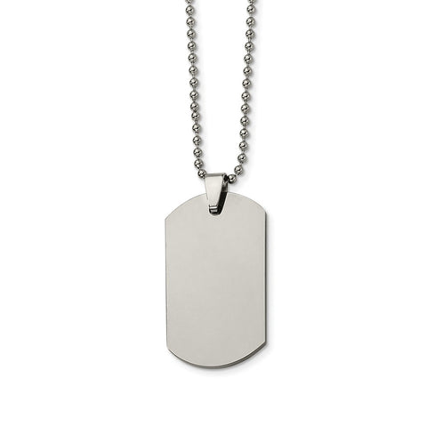 Stainless Steel Brushed and Polished Rounded Edge 2mm Dog Tag on a