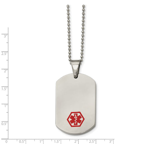 Satin Two-Pieces Mens Military Army Dog Tag Pendant Necklace with 28 Inches Ball Chain - Silver