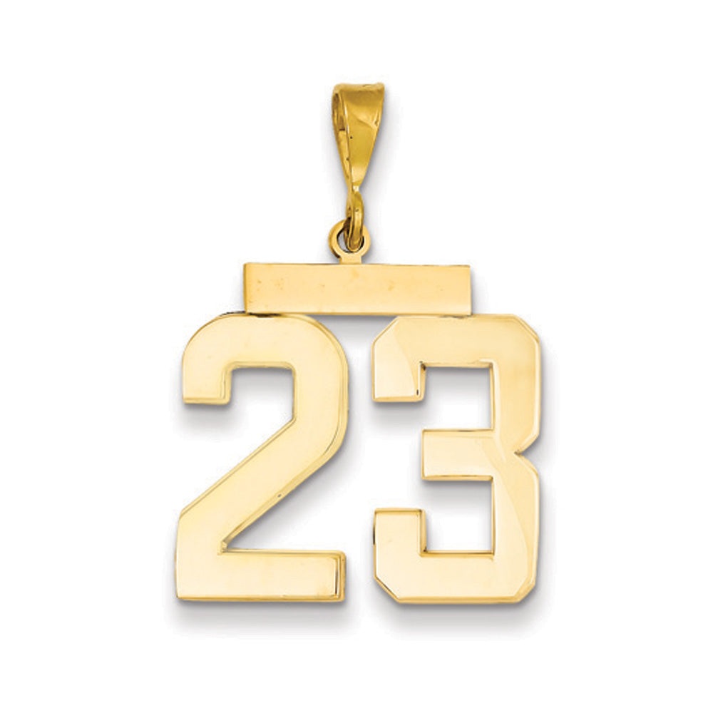 14k Yellow Gold, Athletic Collection, Large Polished Number 23 Pendant