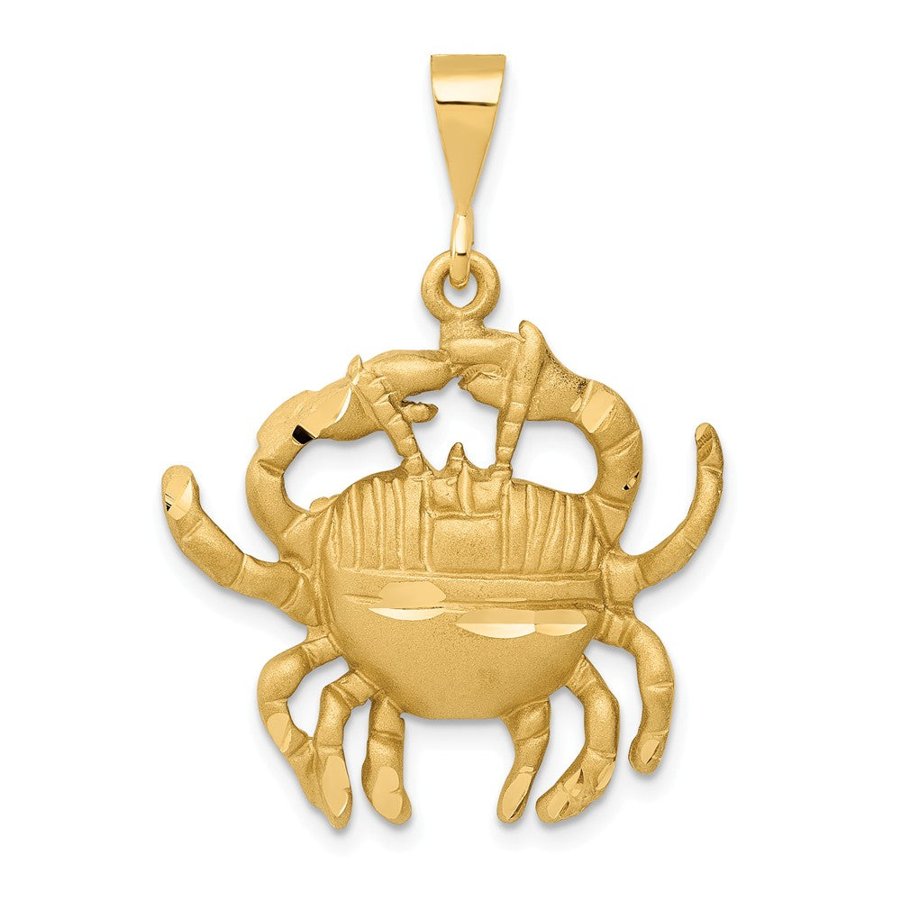 14k Yellow Gold Large Cancer the Crab Zodiac Pendant - The Black Bow ...