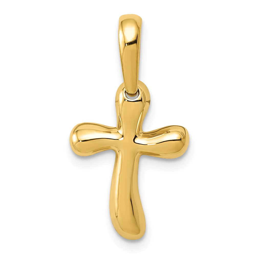14k Yellow Gold Small Polished Freeform Cross Pendant - The Black Bow ...