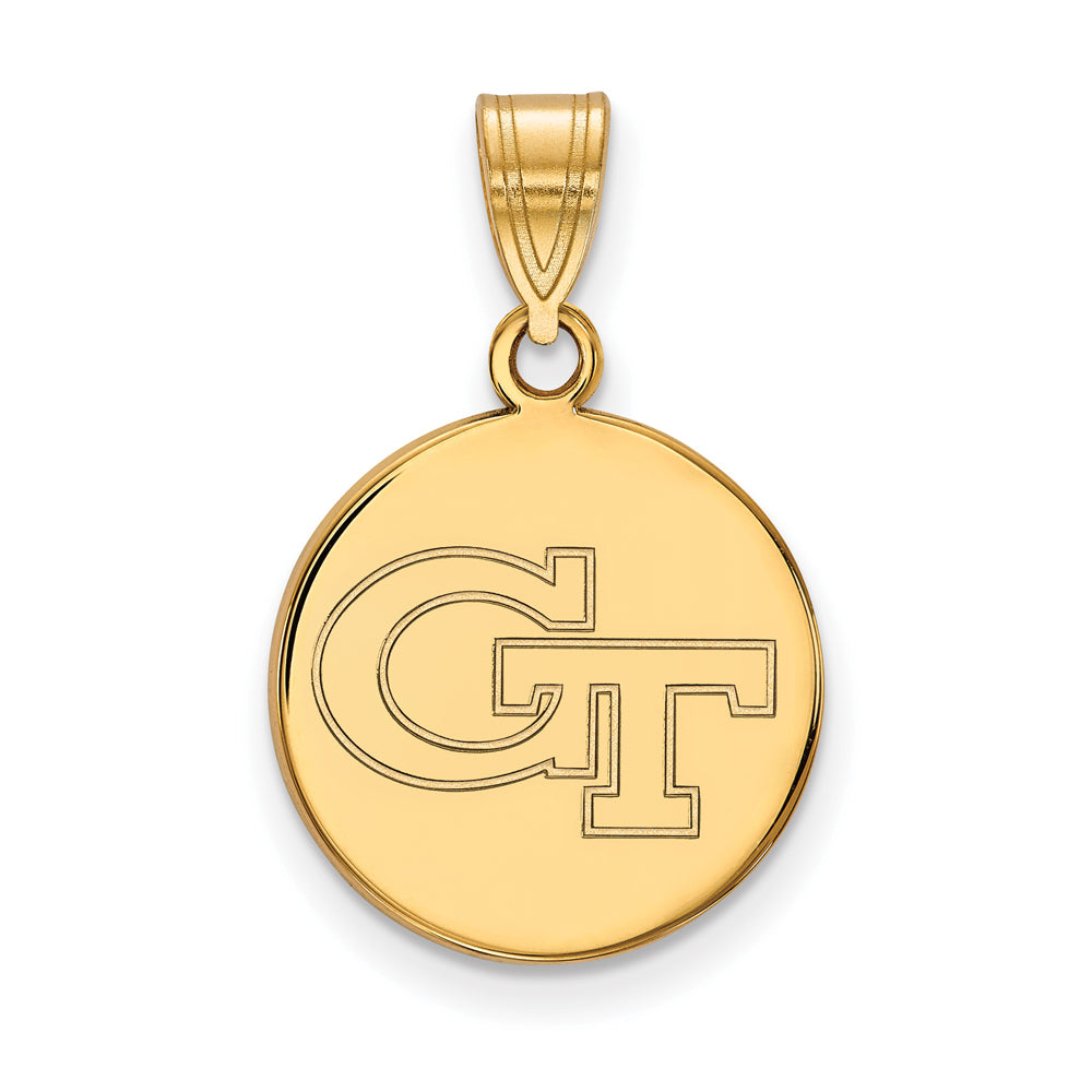 10k Yellow Gold Georgia Technology Medium Disc Pendant - The Black Bow ...