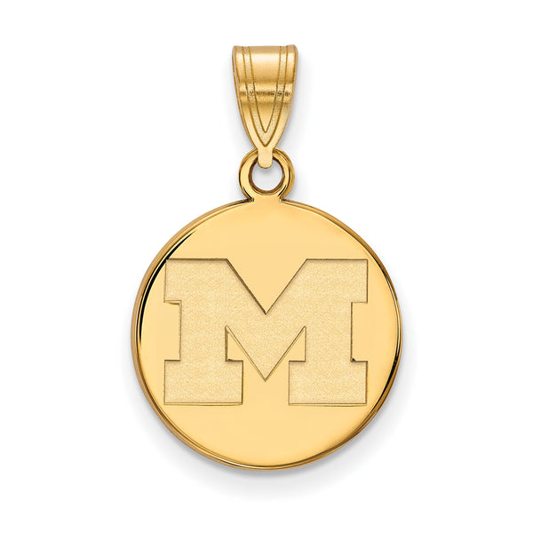 10k Yellow Gold U. of Michigan Medium Initial M Disc Pendant - The ...