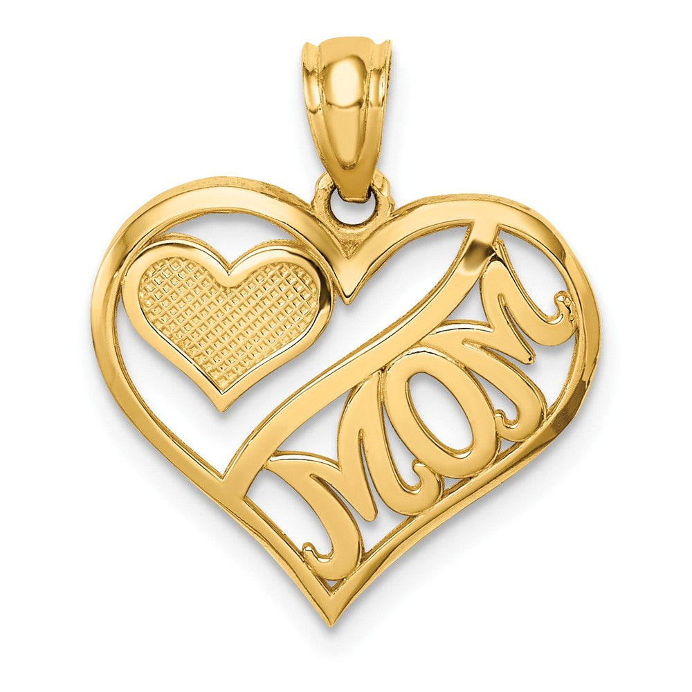 14K Yellow Gold Mom In Heart Pendant レディースアクセサリー