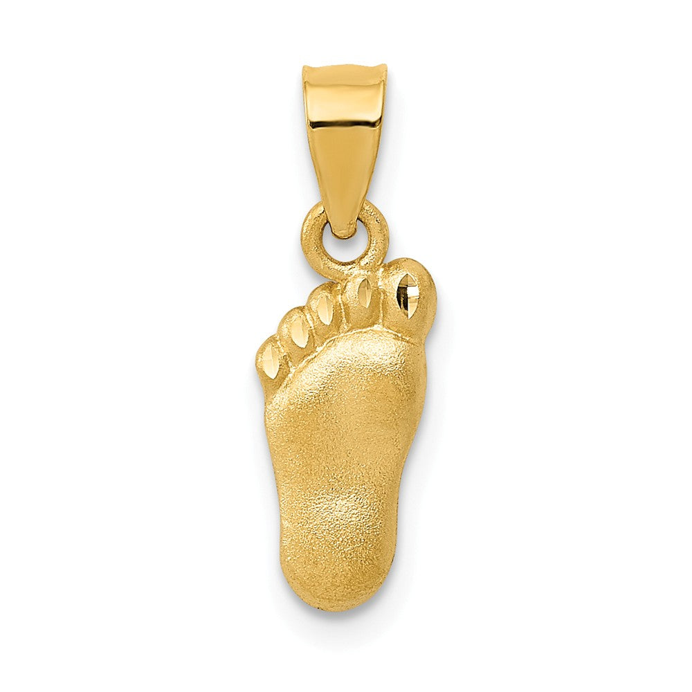 14k Yellow Gold Satin & Diamond Cut Foot Charm or Pendant, 6mm - The ...