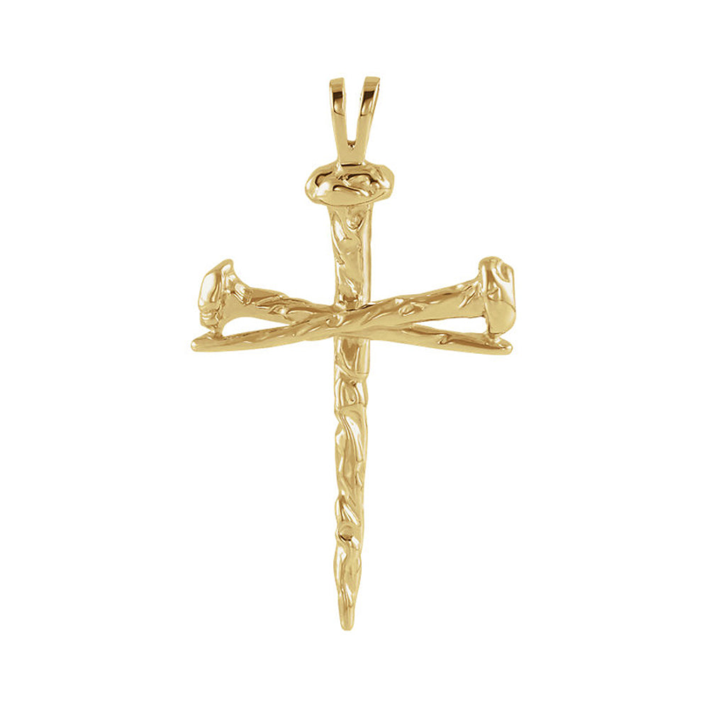 Men's 14k Yellow Gold Polished Nail Cross Pendant