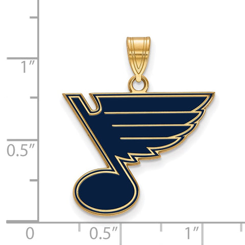 St. Louis Blues Large (3/4 Inch) Enamel Pendant w/Necklace (Gold Plated)  Metal