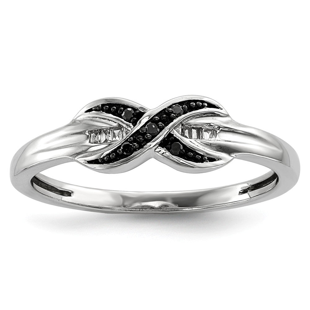 1/20 Ctw Black & White Diamond X Ring in Sterling Silver - The Black ...