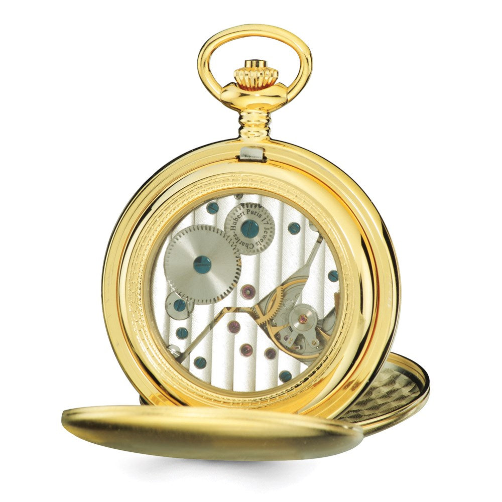 Charles Hubert Gold-Tone Stainless Steel White Dial 54mm Pocket Watch
