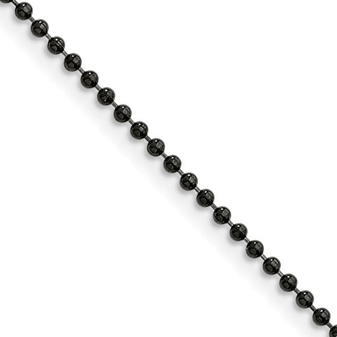 3mm Stainless Steel Beaded Chain Necklace, 30 inch by The Black Bow Jewelry Co.