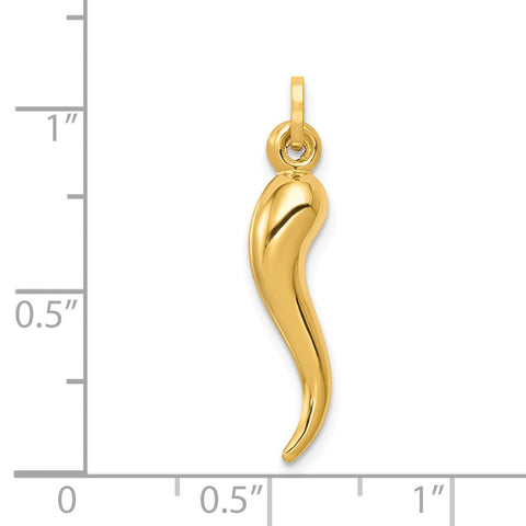 Italian Horn Cornicello Pendant with Necklace in 14k Yellow Gold | Everyday  Jewelry