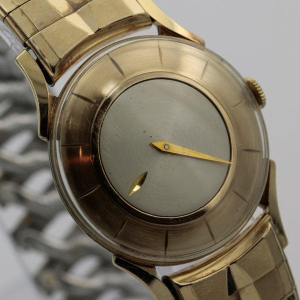 1950s Elgin Men's 14K Gold 23Jwl Made in USA Mystery Dial Ultra Thin Watch w/ Bracelet