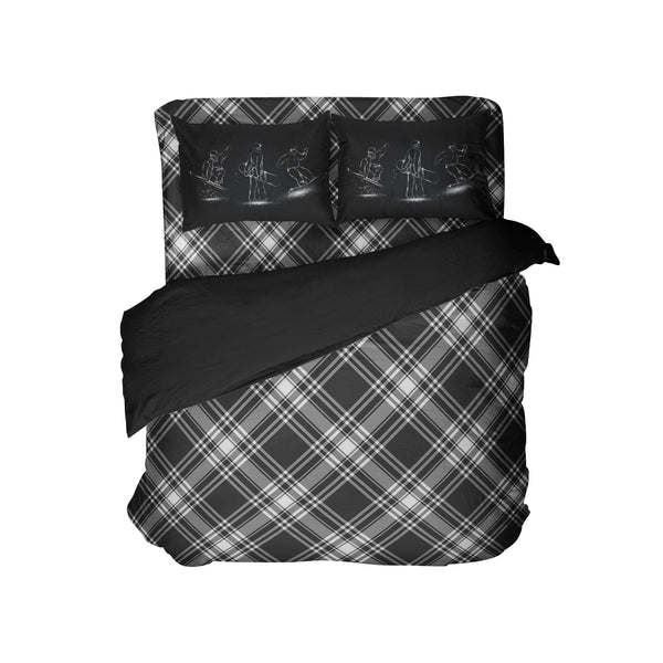 Black and White Plaid Comforter Set with Snowboard Pillowcases from Ki ...