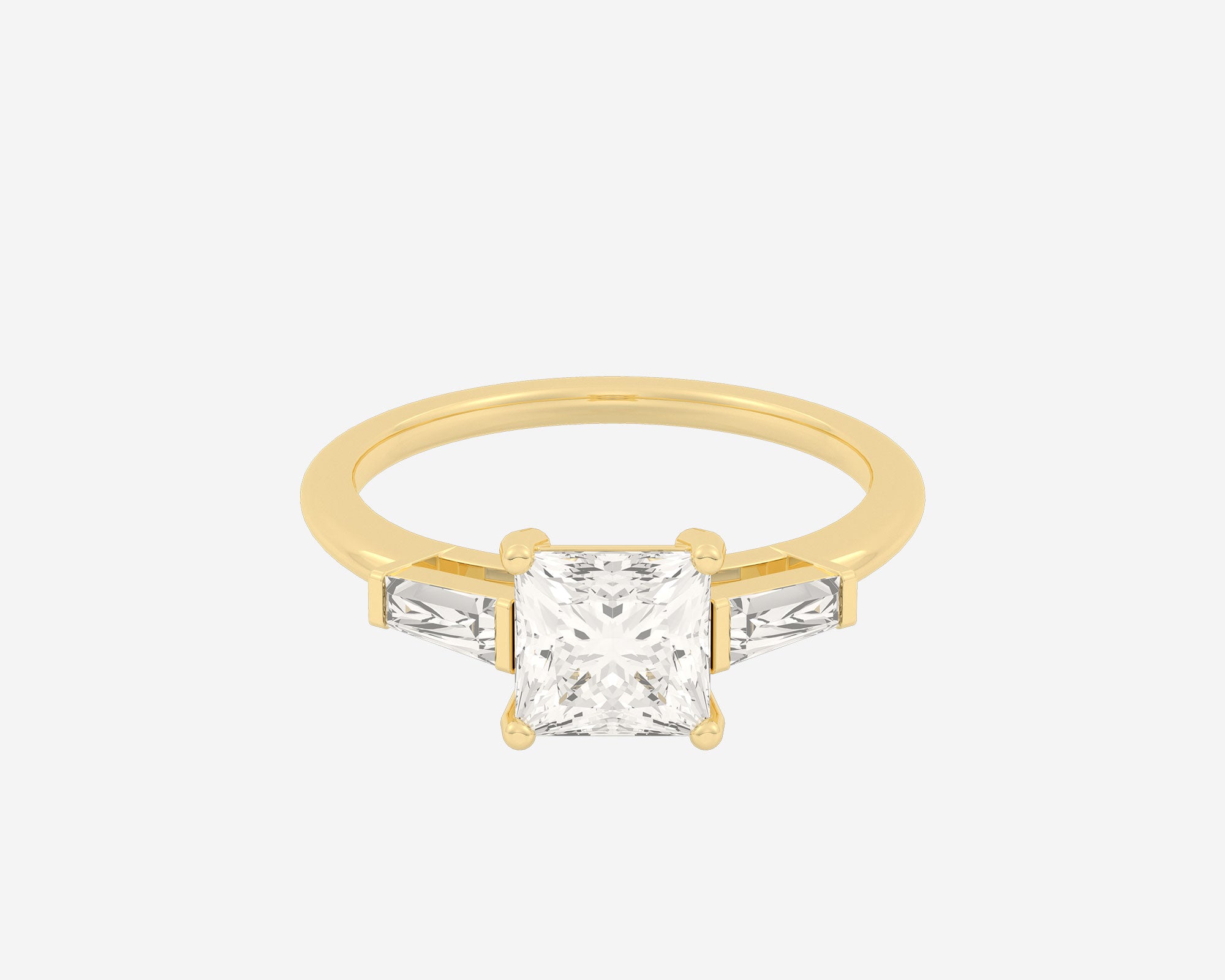 The Tapered Baguette with a princess cut diamond