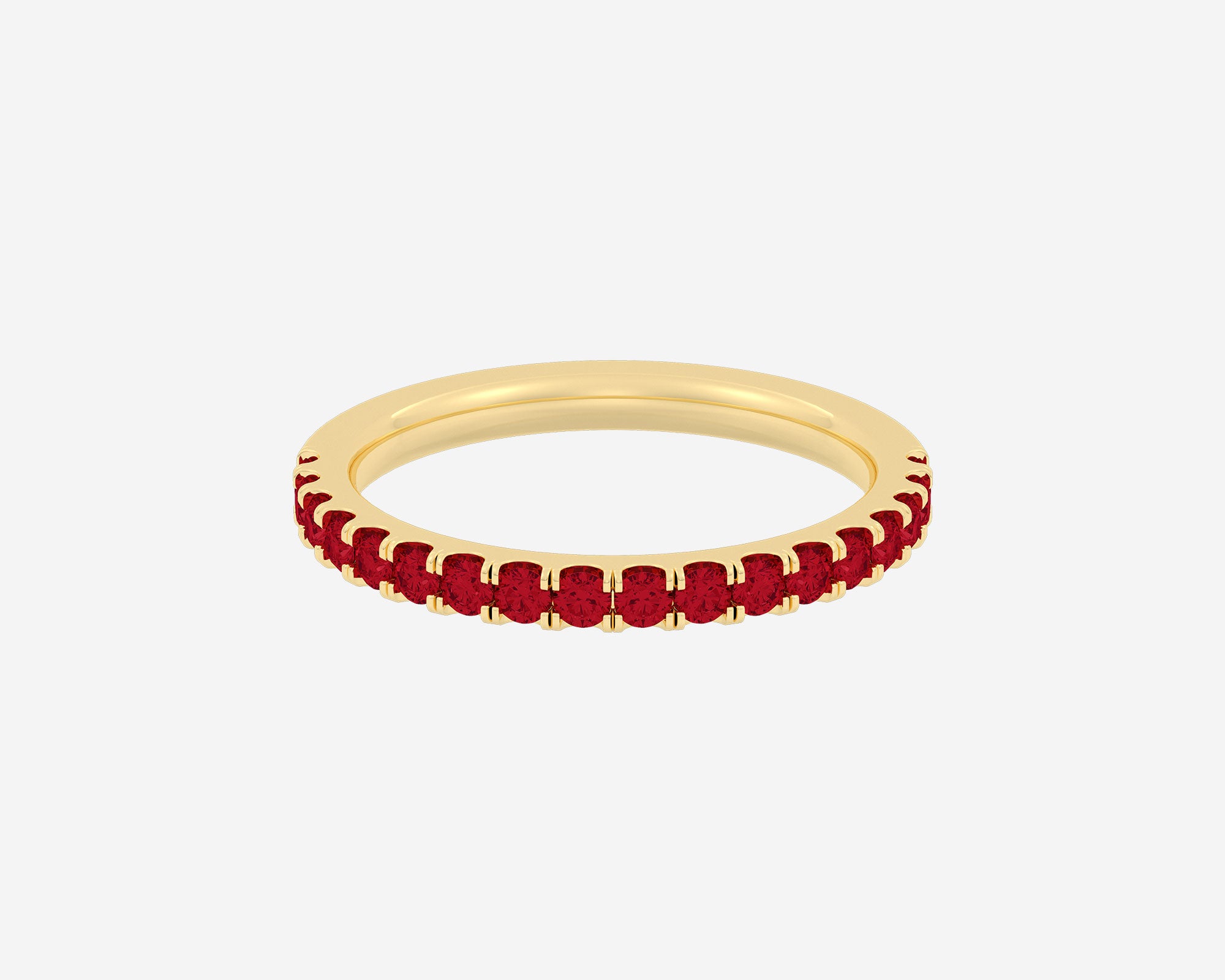 The Gem Half Eternity ring by Holden in yellow gold with rubies