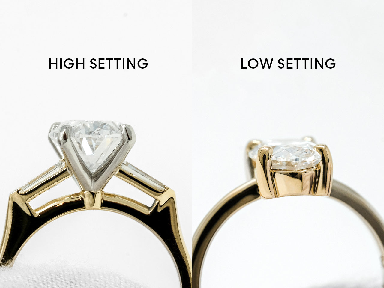 High Setting vs Low Setting Engagement Ring