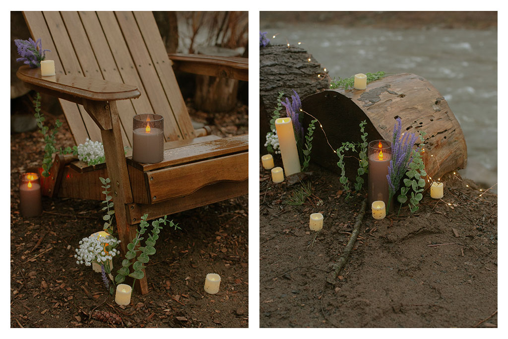 Manuela set up candles and flowers for her upstate New York proposal to Lauren