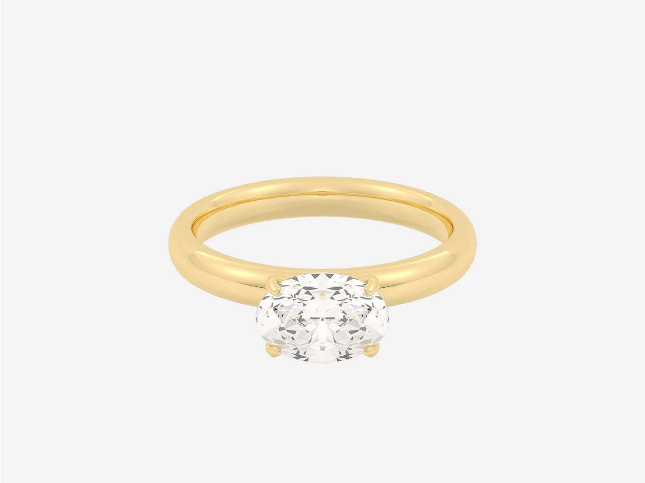 Holden The Domed Solitaire with an Oval Cut Diamond East-West Orientation