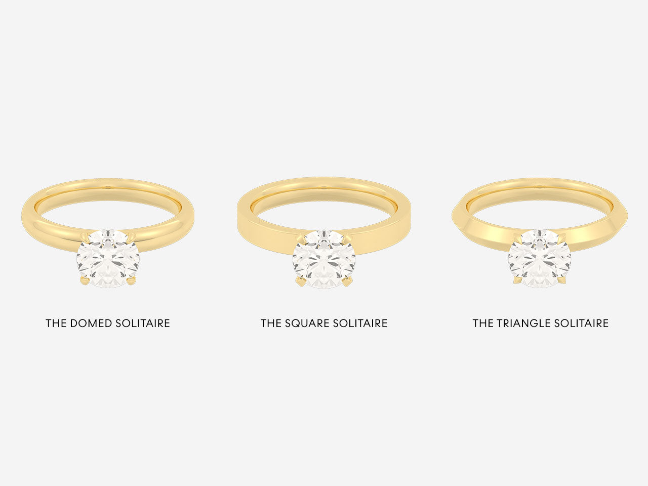 Holden The Domed Solitaire, The Square Solitaire, The Triangle Solitaire comparison