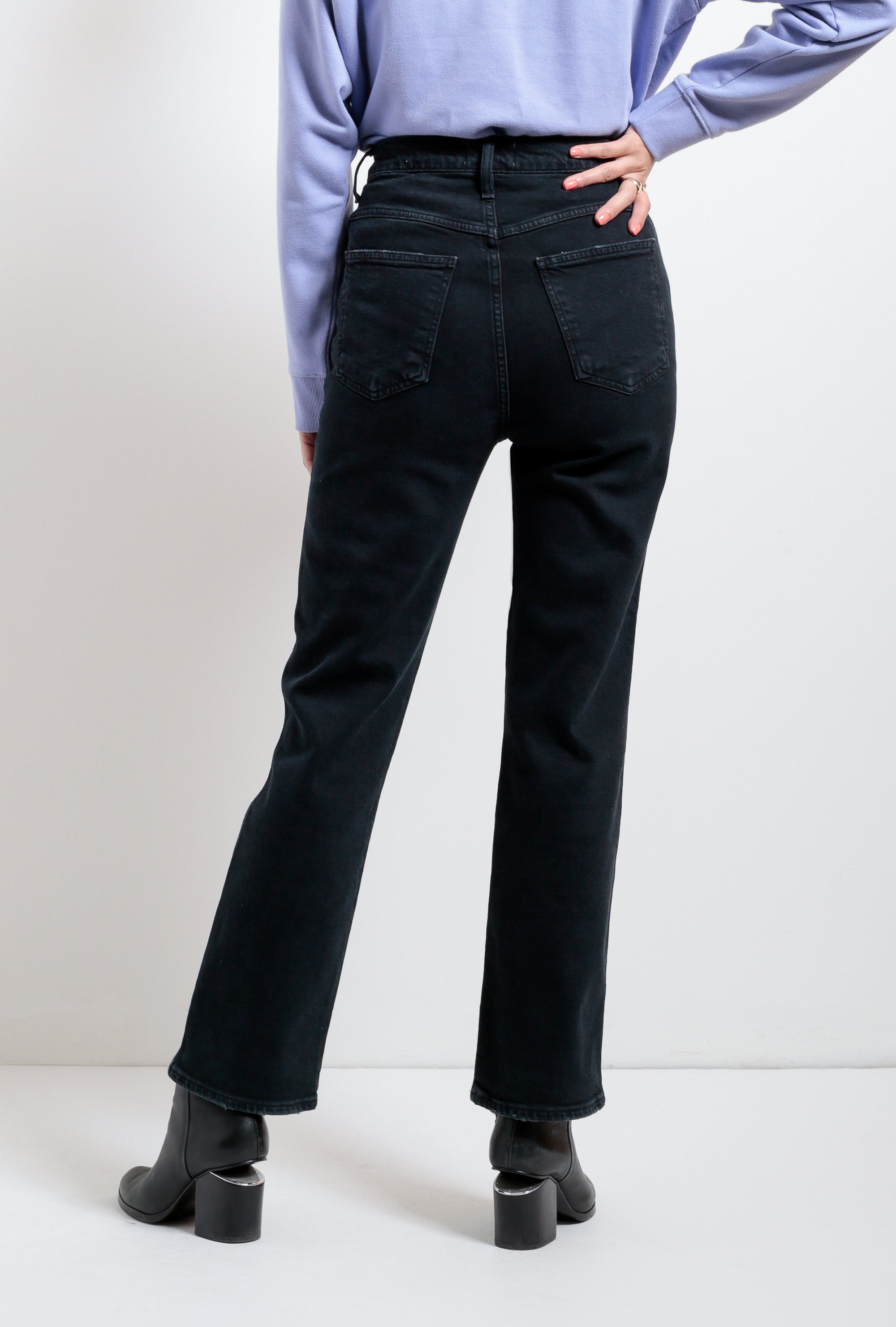 high rise kick pinch waist jeans