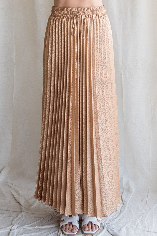 pleated maxi skirt gold