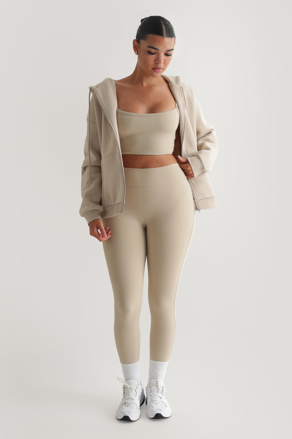 High Waisted Athleisure Leggings - Beige – My Outfit Online
