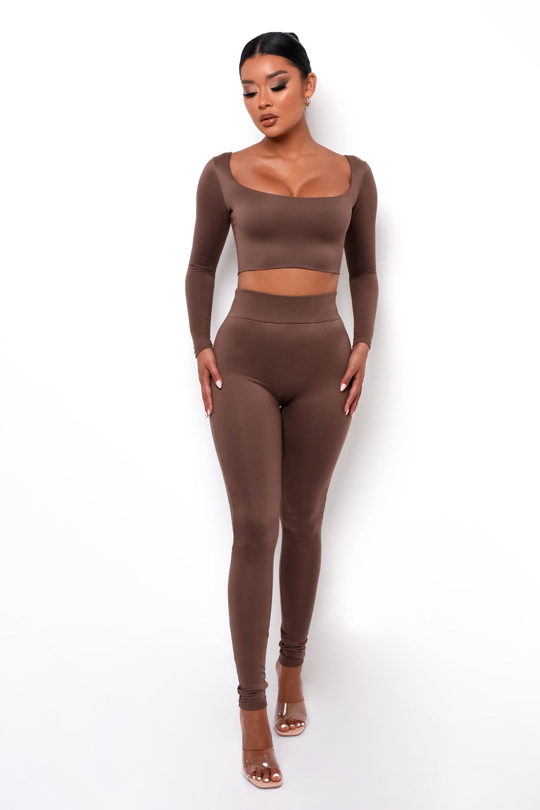 taupe second skin top and leggings