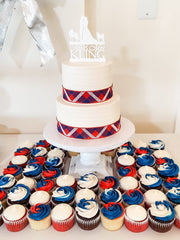 2-tier Rustic Iced Wedding Cake & Cupcakes