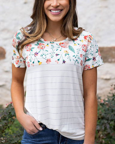 Stripe Floral Tee