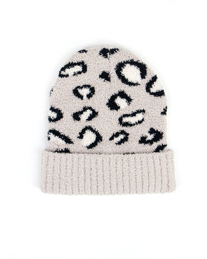 Cozy Grey Leopard Hat