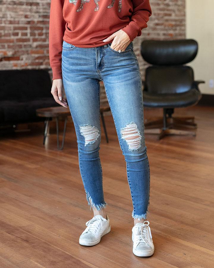 raw hem jeggings