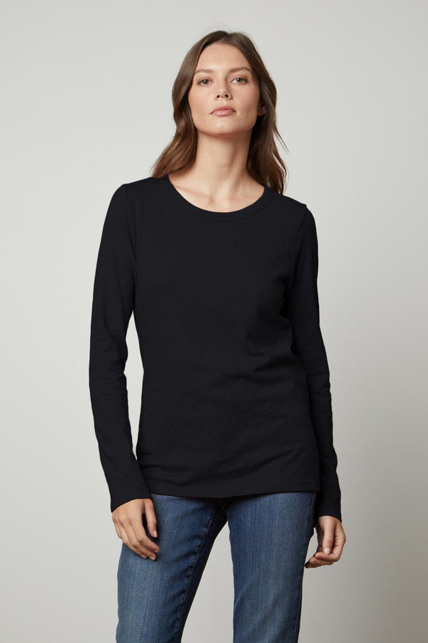  Velvet by Graham & Spencer womens Jillian V-neck Tee T Shirt,  Black, X-Small US : Clothing, Shoes & Jewelry