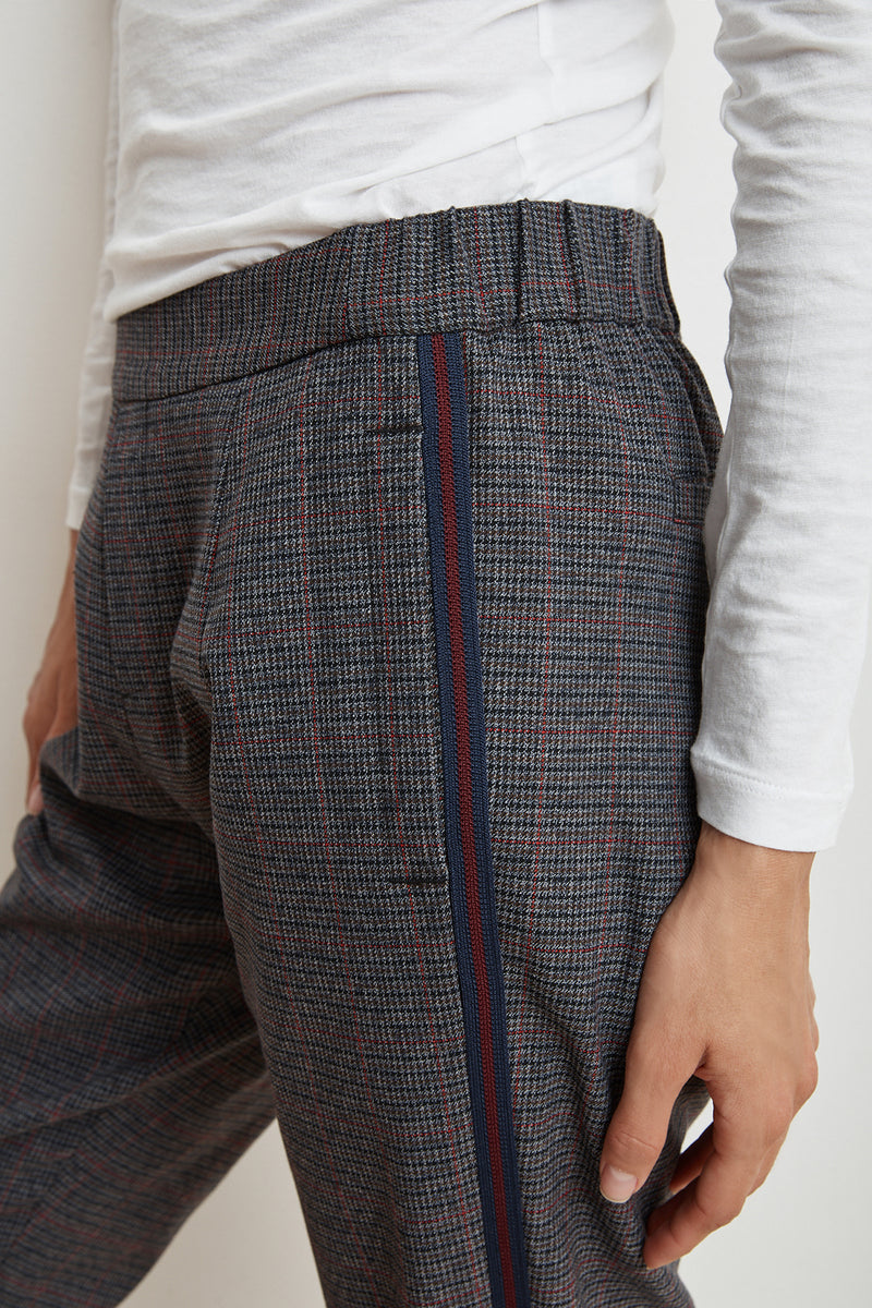 plaid side stripe pants