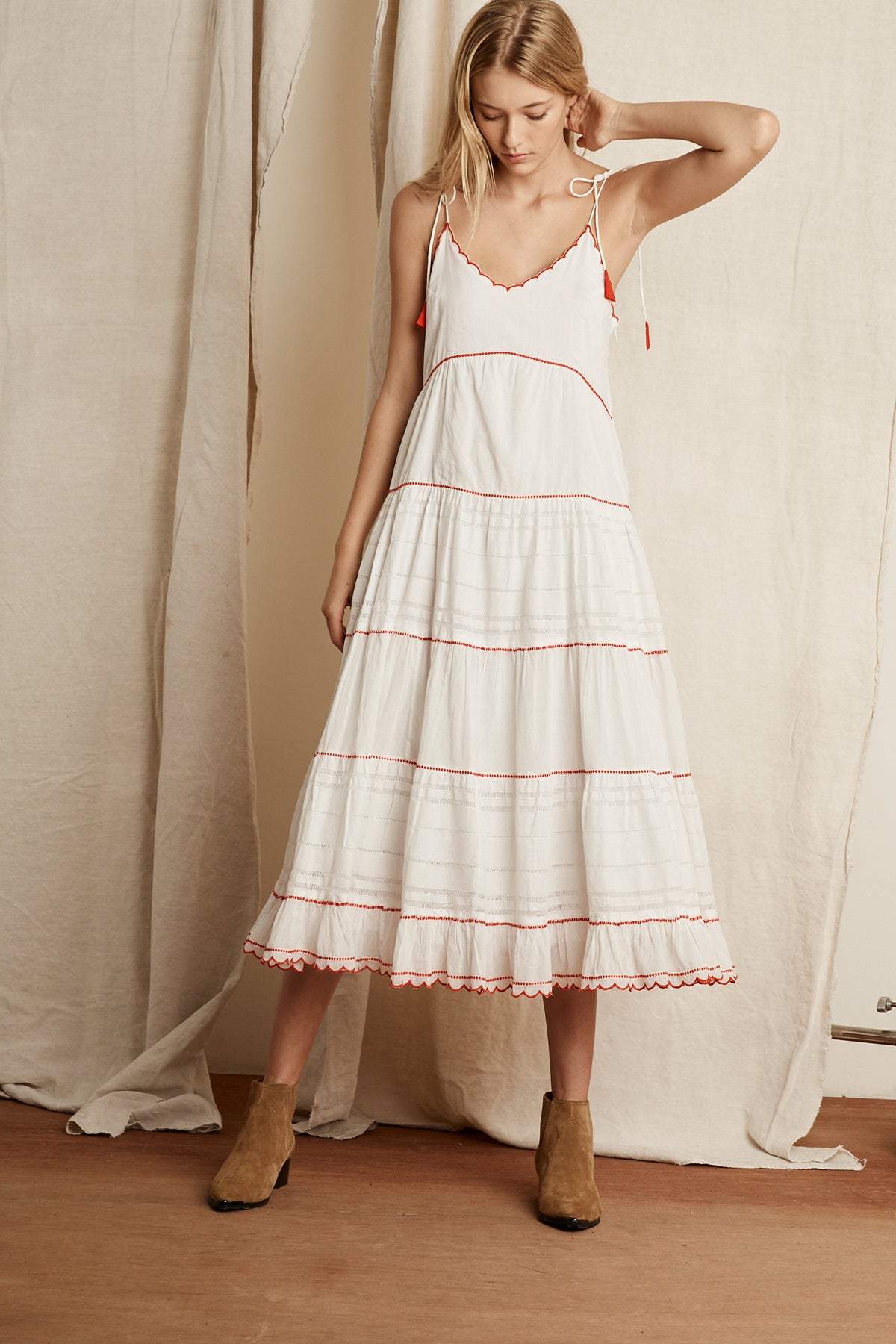 embroidered cotton maxi dress